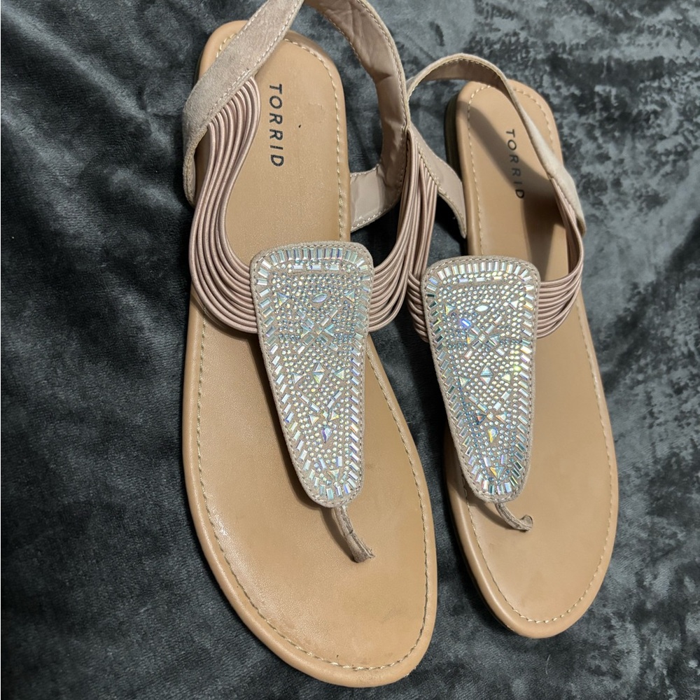 Torrid Beige Sandals with Sparkling Accents